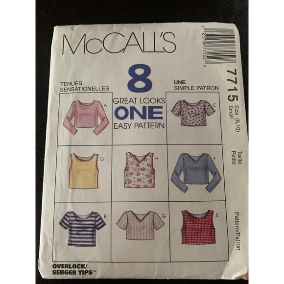 McCall's Misses Top Shirt Sewing Pattern Sz 8 - 10 7715 - Uncut - Picture 4 of 8